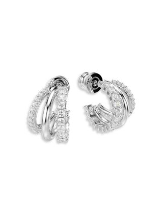 Hyperbola Cubic Zirconia Triple Row Hoop Earrings