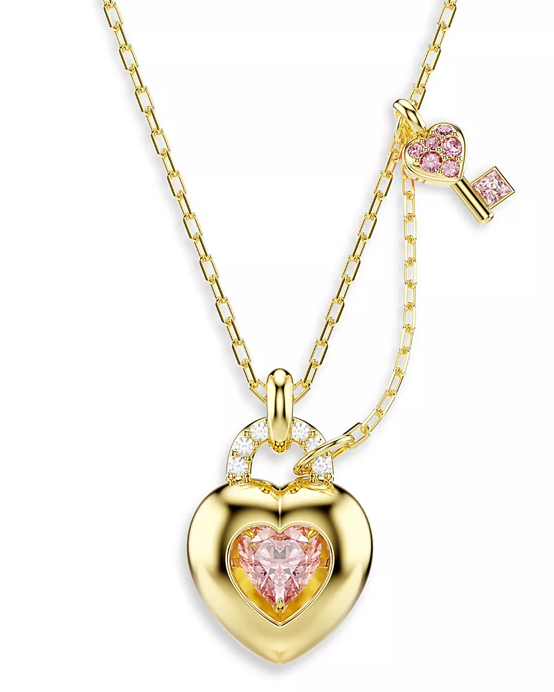 Swarovski Idyllia Crystal & Cubic Zirconia Heart & Key Pendant Necklace, 14.87-17.75