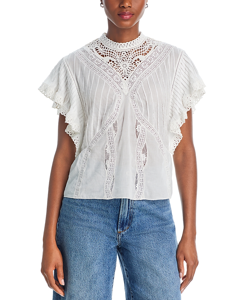 Farm Rio Lace Flutter Sleeve Top