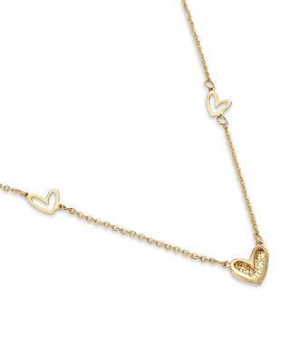 14K Yellow Gold Heart Pendant Necklace, 18"