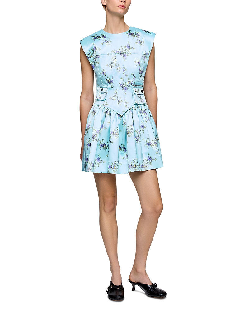 Ganni Printed Satin Dress