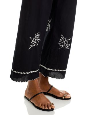 Embroidered Wide Leg Pants
