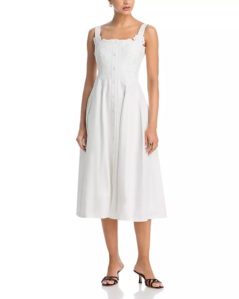 Aqua Lace Applique Midi Dress - Exclusive