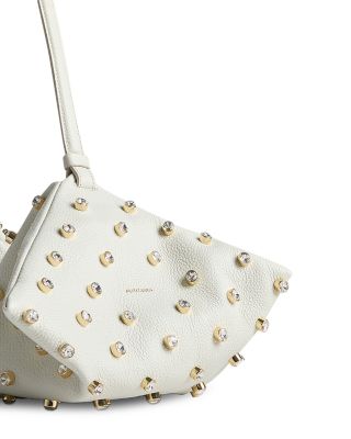 Origami Crystal Studded Leather Shoulder Bag