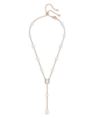 Symbolica Crystal & Imitation Pearl Horseshoe Lariat Necklace, 14.87-18.87"