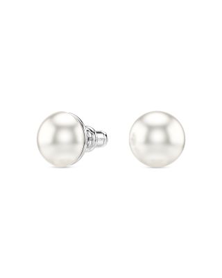 Matrix Crystal Pearl Stud Earrings