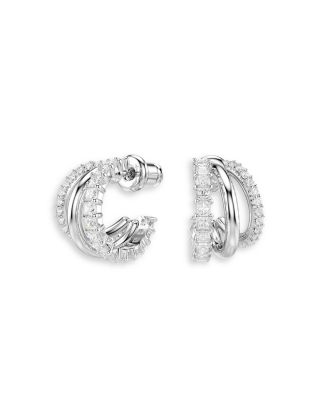 Hyperbola Cubic Zirconia Triple Row Hoop Earrings