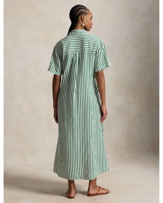 Striped Drawstring Shirt Dress