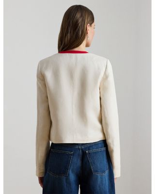 Two Tone Linen Blend Twill Blazer