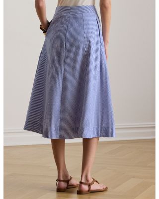 Striped Paneled Cotton Broadcloth Skirt