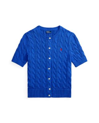 Cable Knit Cotton Short Sleeve Cardigan