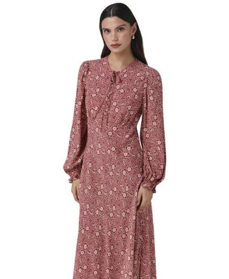 Stella Floral Crepe Tie Front Midi Dress