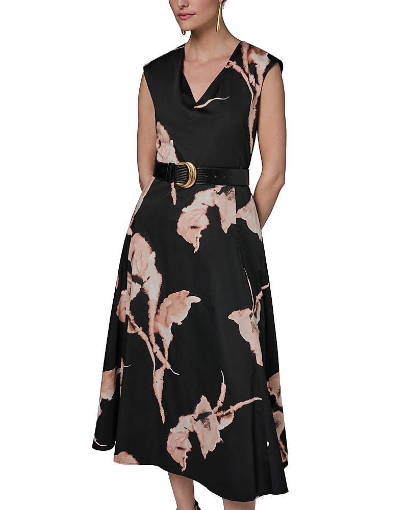 Donna Karan New York Cotton Sateen Floral Midi Dress