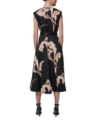 Cotton Sateen Floral Midi Dress