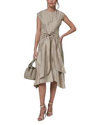 Embroidered Cap Sleeve Belt Dress