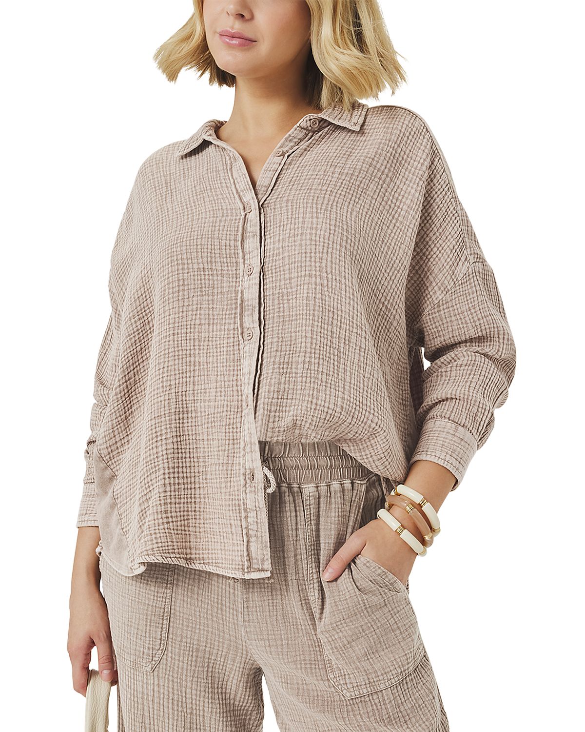 Splendid Ava Gauze Button Down Shirt
