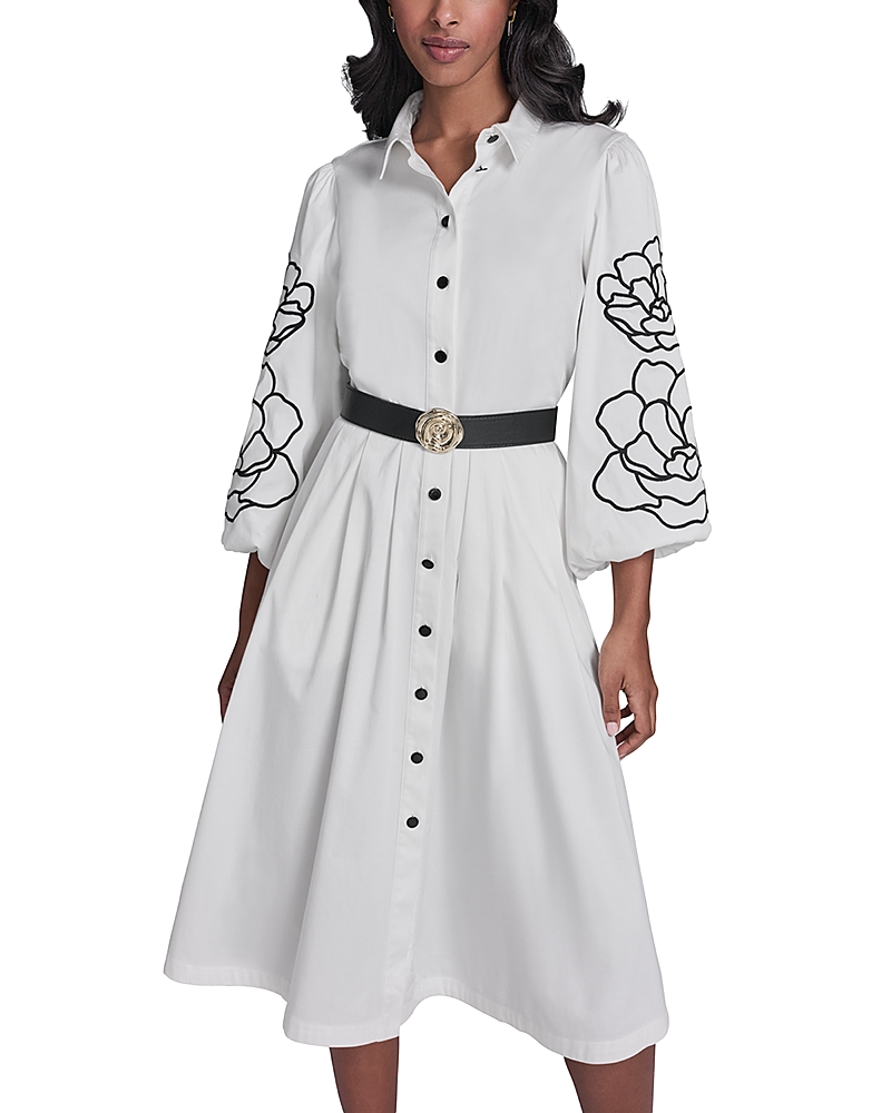 Karl Lagerfeld Paris Floral Puff Sleeve Midi Dress