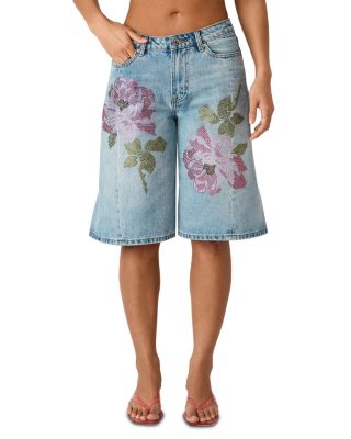 Kesha High Rise Bermuda Jean Shorts in Seabreeze