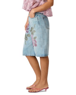 Kesha High Rise Bermuda Jean Shorts in Seabreeze