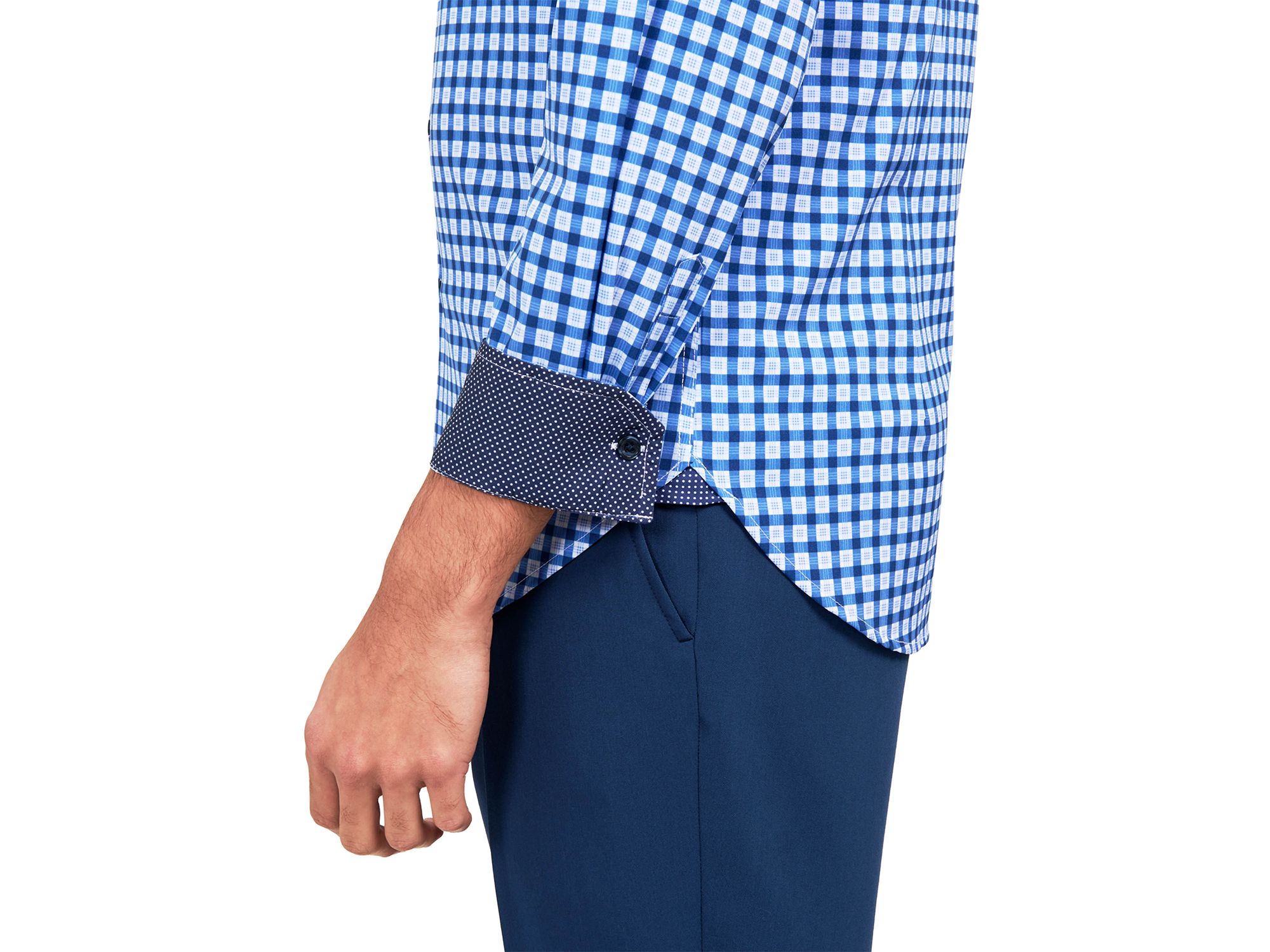 Slim Fit Small Windowpane Performance Dress Shirt — Image 4