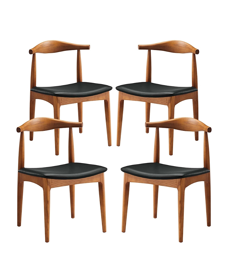 Modway Tracy Wood Dining Chairs, Set Of 4 In Black