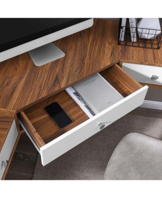 Transmit 47" Wall Mount Corner Walnut Office Desk