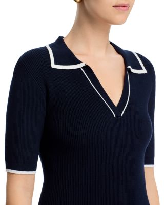 Short Sleeve Polo Collar Midi Dress