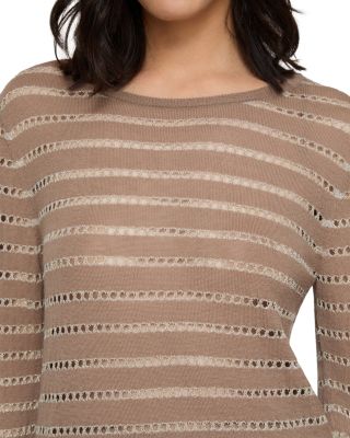 Metallic Stripe Crewneck Sweater