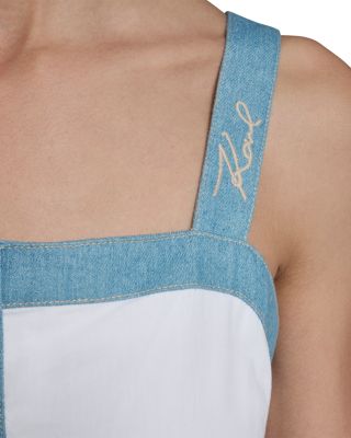 Poplin Mixed Media Tiered Midi Dress