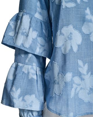 Tiered Ruffled Sleeve Floral Blouse