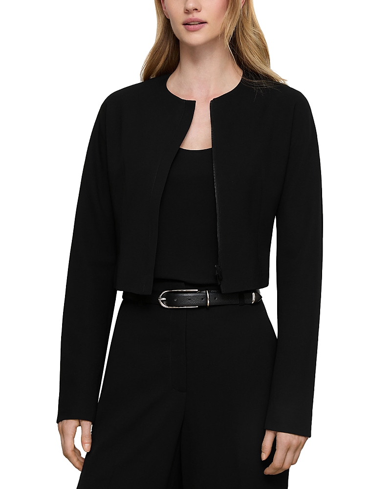 Lafayette 148 New York Zip Front Collarless Short Jacket