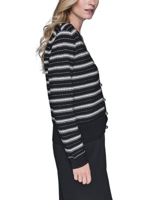 Striped V Neck Cardigan