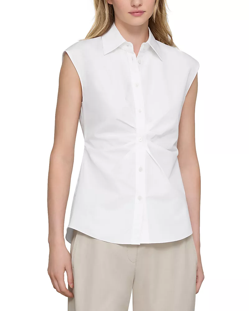 Lafayette 148 New York Sleeveless Button Front Shirt