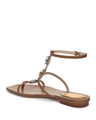 Women's Alba Decorated Strap Leather Thong Sandals