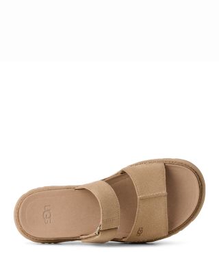 Women's GoldenGaze Tan Suede Slide Sandals