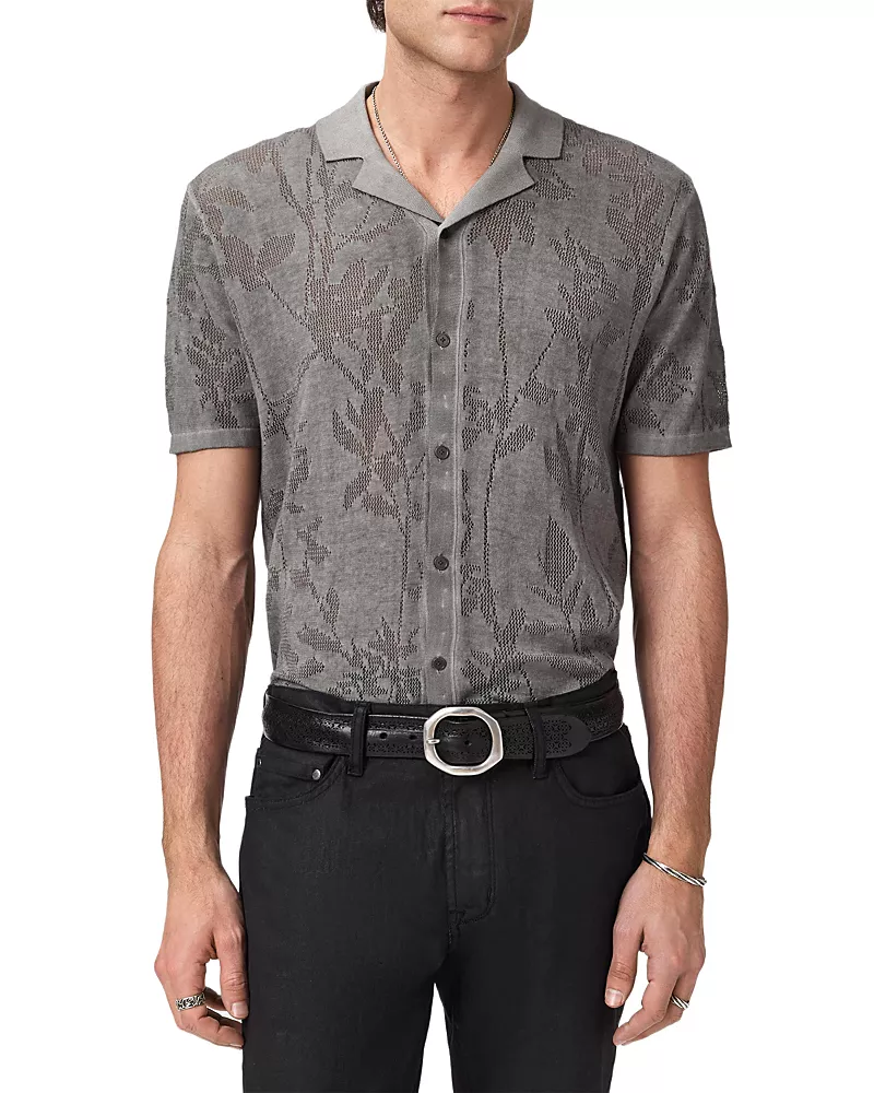 John Varvatos Miguel Camp Collar Floral Shirt