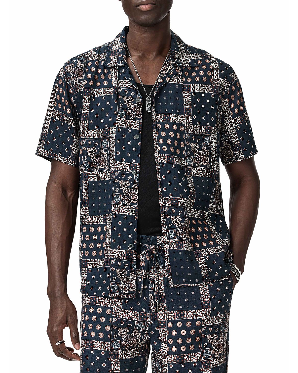 John Varvatos Dan Short Sleeve Camp Shirt