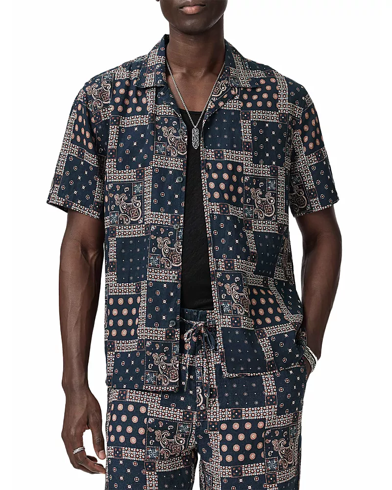 John Varvatos Dan Short Sleeve Camp Shirt