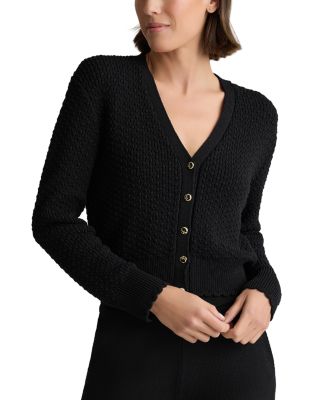 Perle Crepe Knit Cardigan Sweater