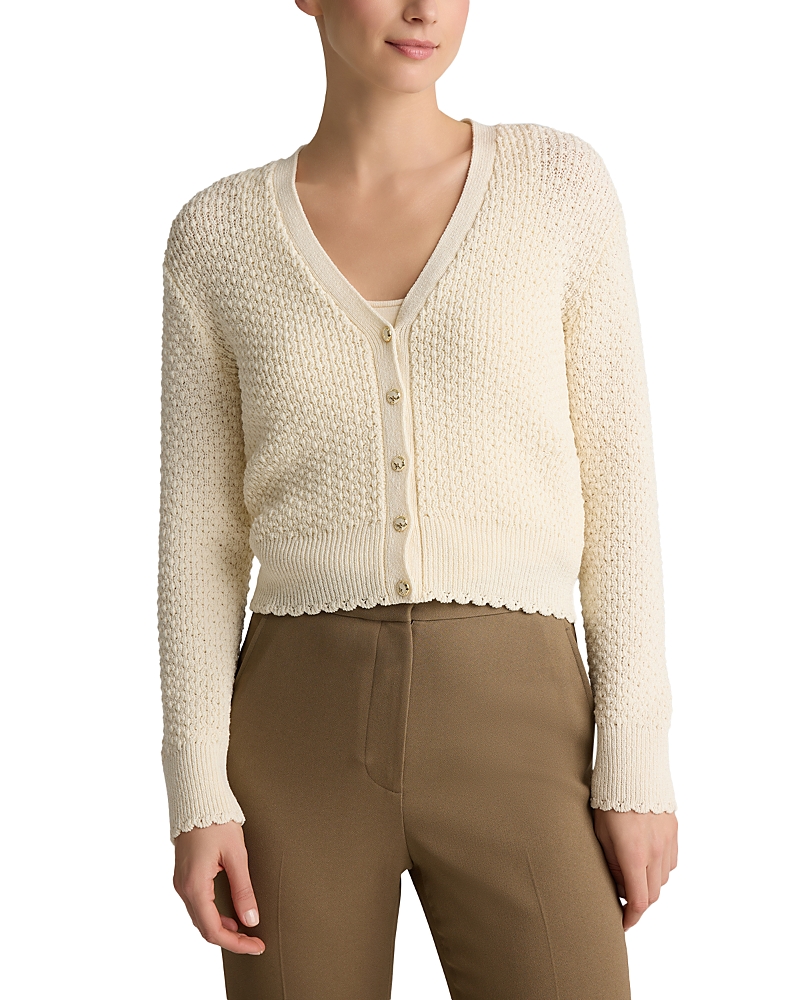 St. John Perle Crepe Knit Cardigan Sweater