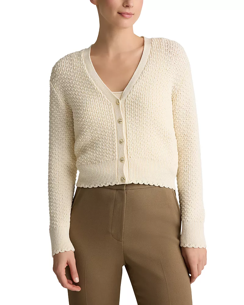 St. John Perle Crepe Knit Cardigan Sweater