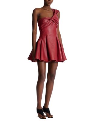 Smooth Leather One-Shoulder Dress