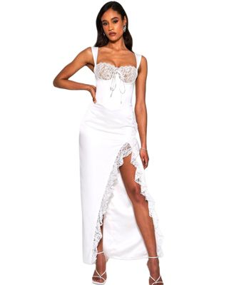  Freddie Lace Satin Maxi Corset Dress