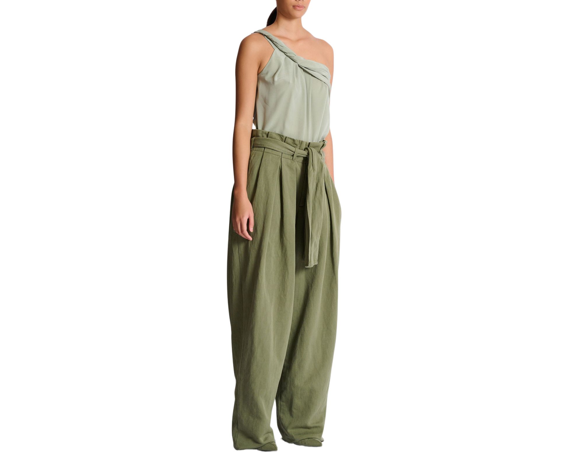 Twill High-Waisted Trousers — Image 4