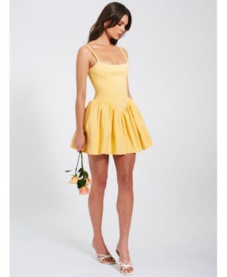  Kadi Cotton Fit and Flare Drop Waist Corset Mini Dress