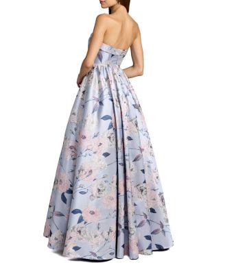  Floral Brocade Strapless A Line Ballgown
