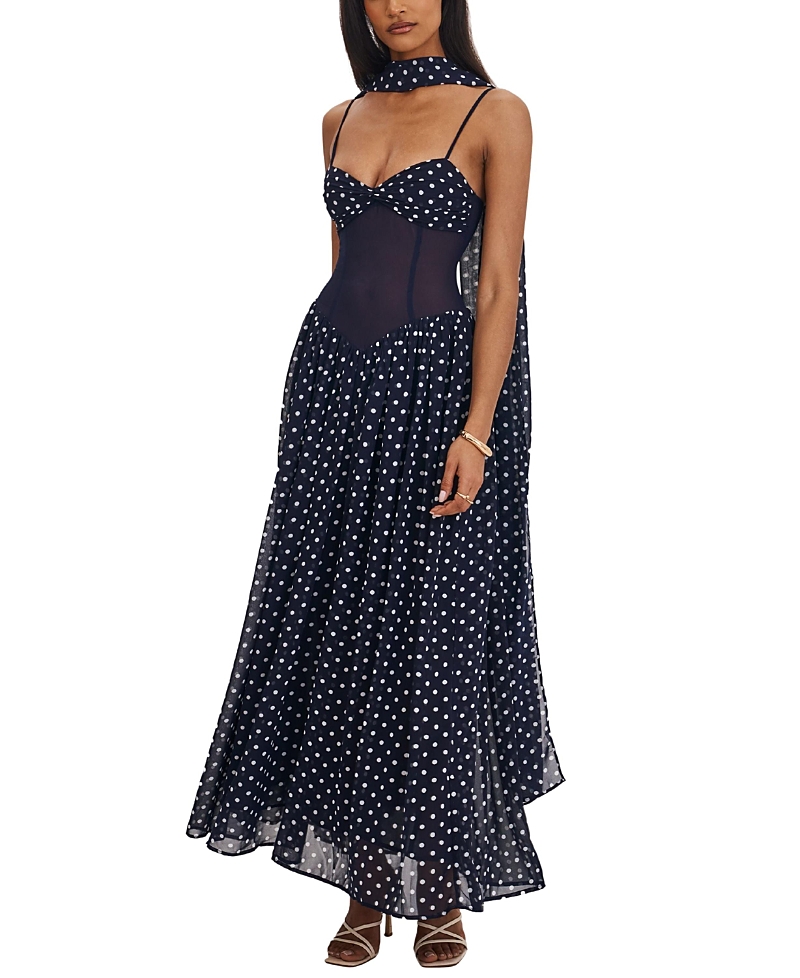 Miss Circle Juliette Polka Dot Chiffon Maxi Dress