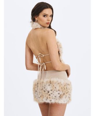  Sariah Suede Cheetah Low-Waisted Micro Skirt