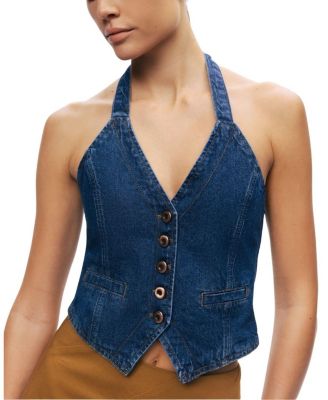 Halter Neck Denim Vest