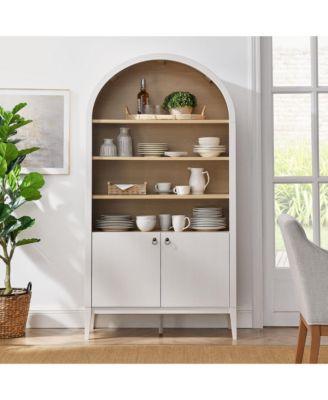 Nolan 74" Tall Wide Arched Storage Display Cabinet Bookshelf